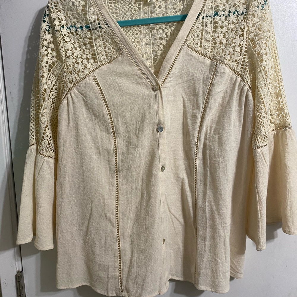 Beige flow top
